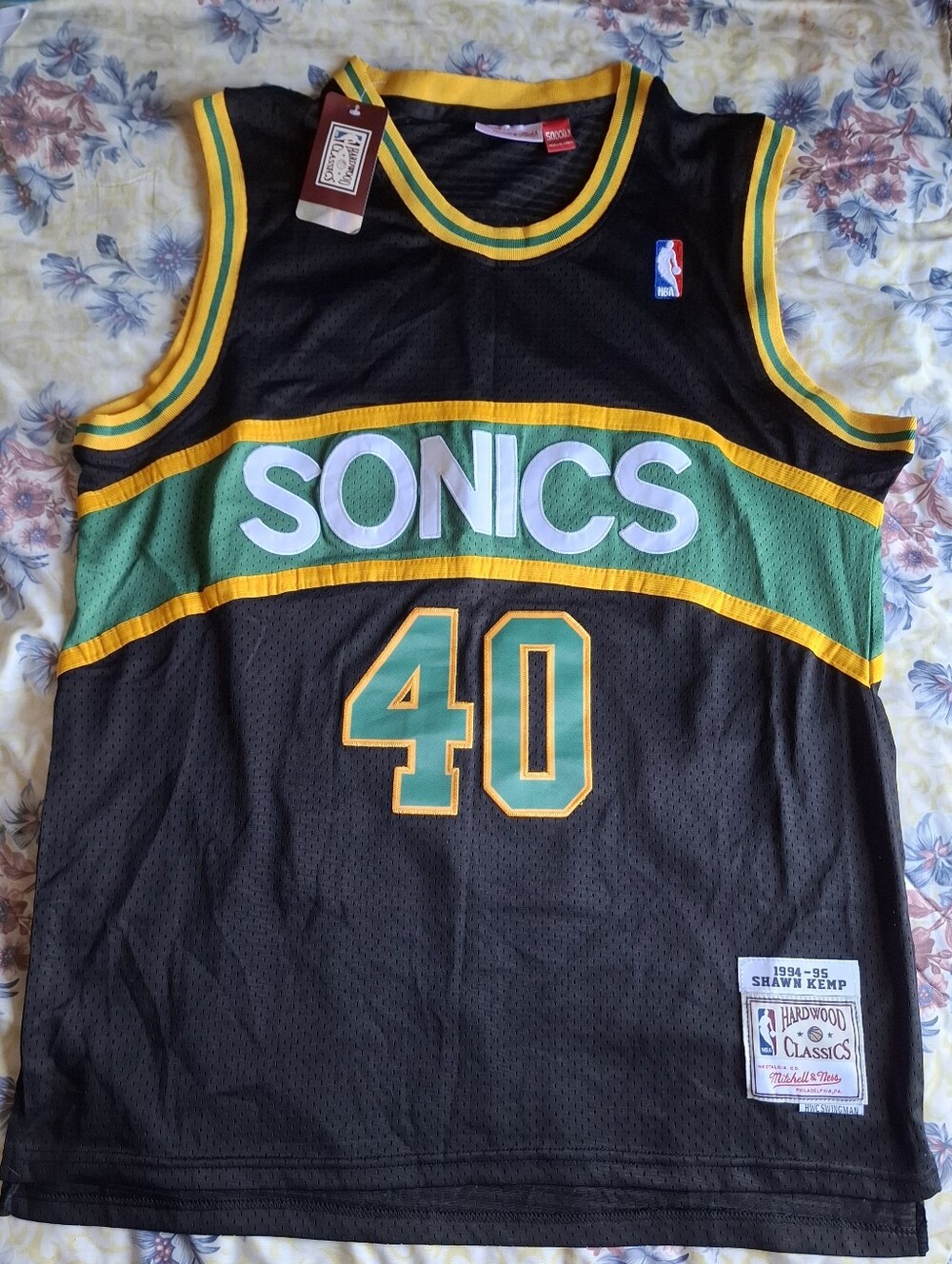 Mitchell & Ness NBA Seattle SuperSonics Shawn Kemp #40 Black/Green Jersey XXL